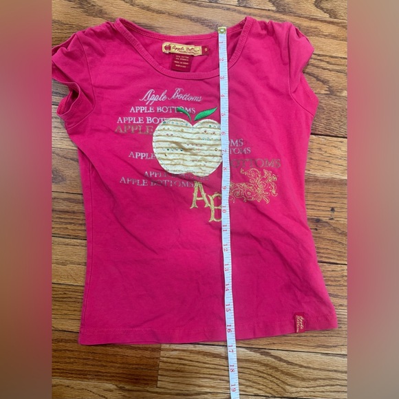 Y2K Apple Bottoms Girls Tee Shirt Pink Graphic Rhinestone Logo tShirt Size Small - Picture 8 of 8